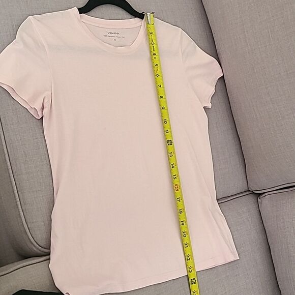 Vince Essential Crew Neck Short Sleeve Shirt Casa Rosa Pink Medium Airy Coastal - Picture 6 of 8